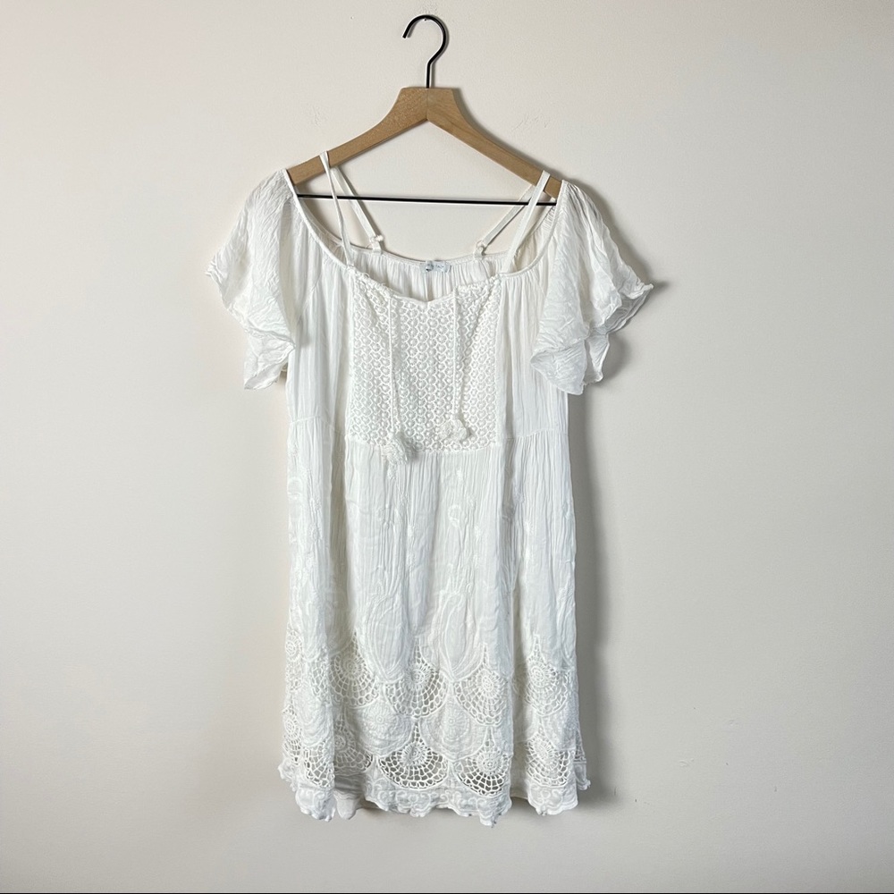 Made in Italy White Boho Romantic Silk Blend Dress